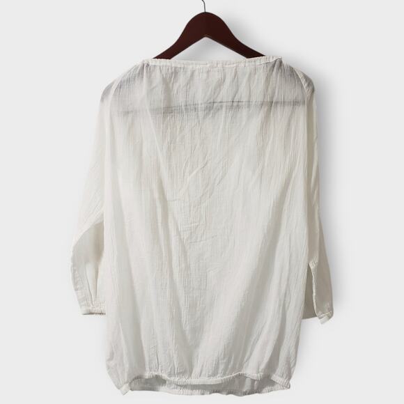Va Vite Lindsey Tunic White Cotton Embroidered Top Sz 44 (16) Lightweight Sheer - Picture 7 of 14